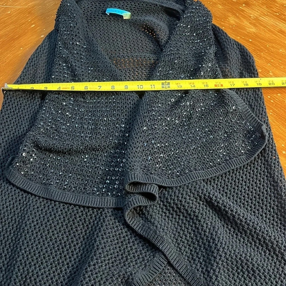 Alice + Olivia Black Knit Whimsigoth Beaded Sleeveless Cardigan Sweater Small - Picture 10 of 11